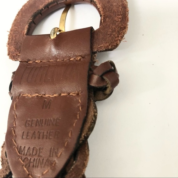 VINTAGE 100% GENUINE LEATHER FORENZA TAN WOVEN BRAIDED BELT - Picture 4 of 5